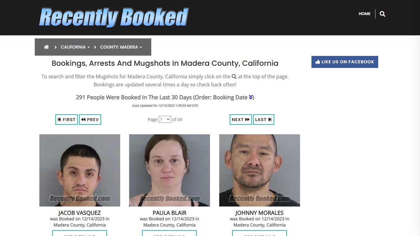 Recent bookings, Arrests, Mugshots in Madera County, California