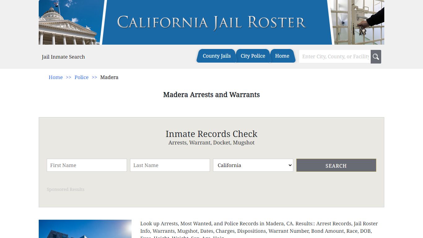 Madera Arrests and Warrants | Jail Roster Search